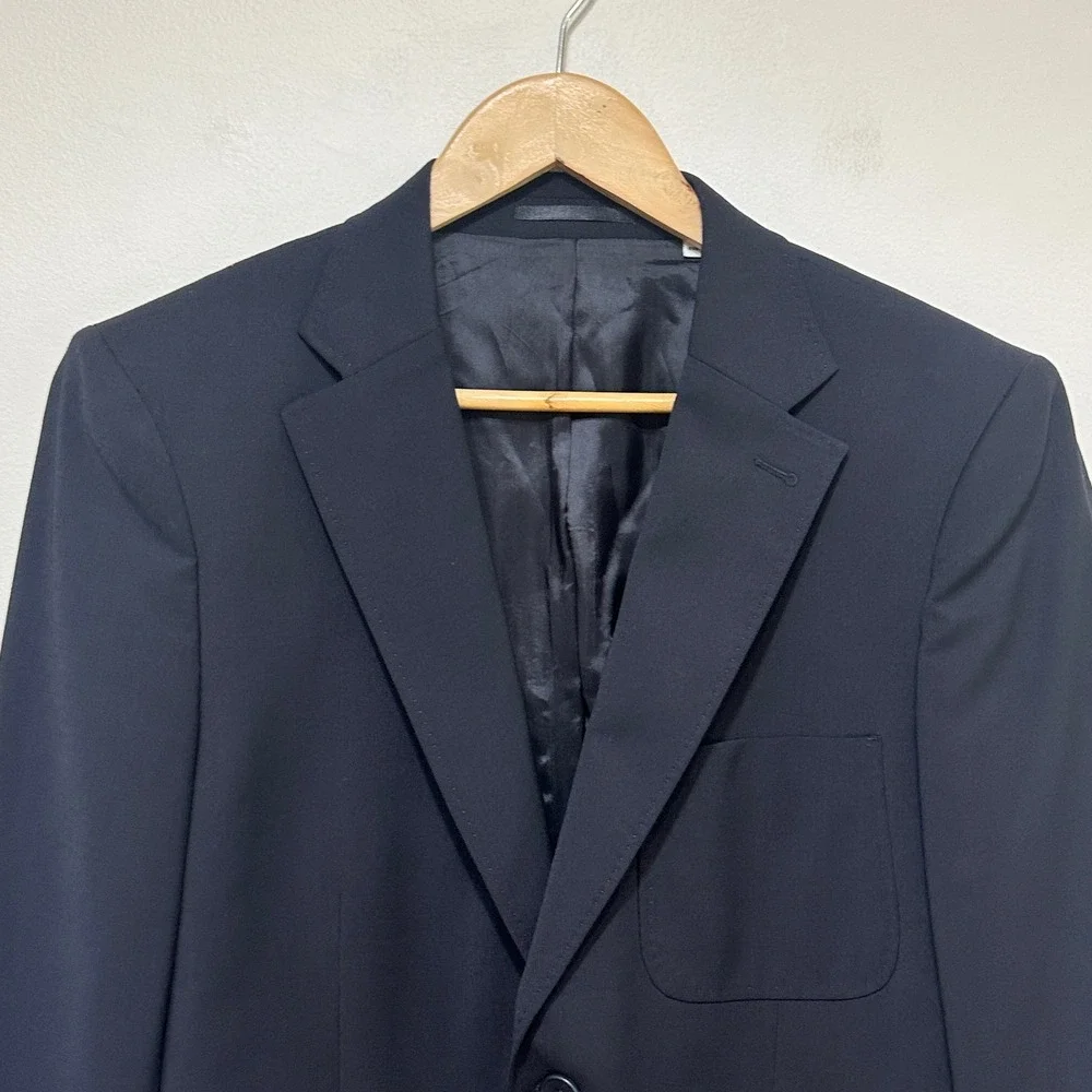 Lacoste Sport Coat Mens Medium 40 Navy Blue Wool Blend Pick Stitch Blazer Preppy